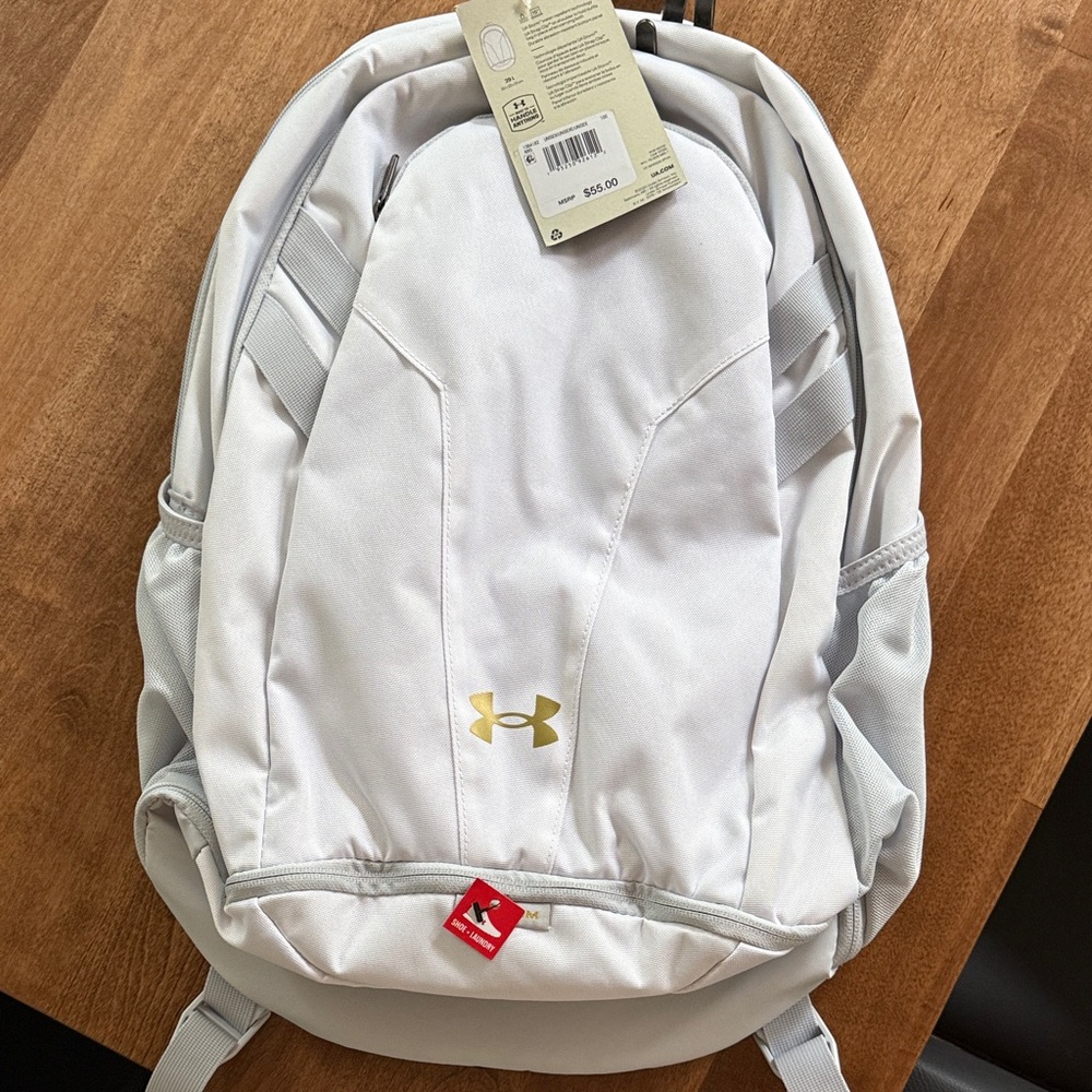 Under Armour White Backpack with Gold Accent